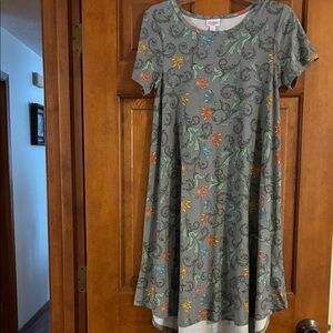 LuLaRoe Gray Floral Dress